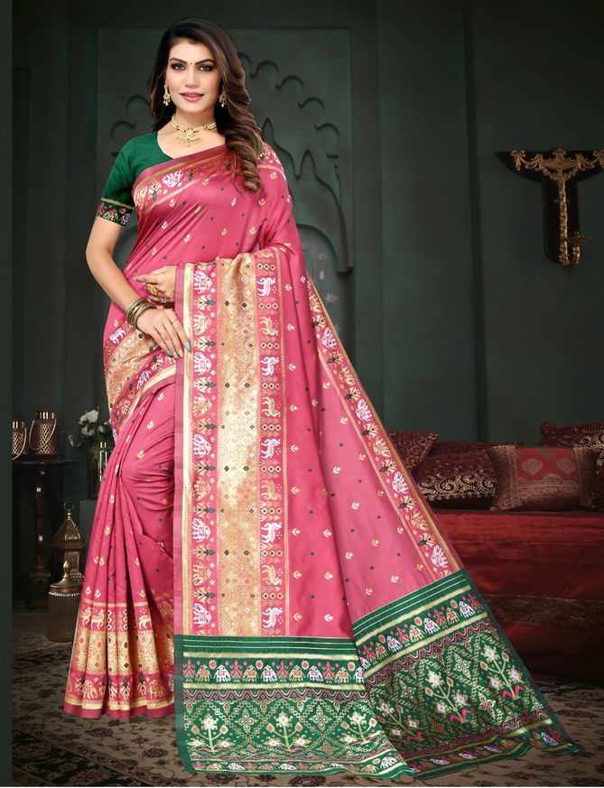 Bandhani Patola Saree By Dhruvi Designer Pure Lichi Silk With Rich Pallu Saree Catalog